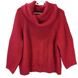 Gap Womens Red Shaker Stitch Knit Cowl Neck Sweater M Holiday Christmas Classic